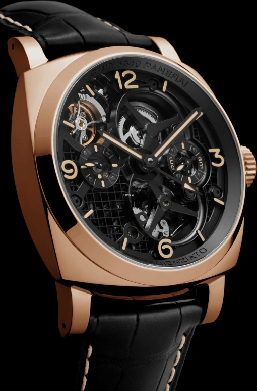 Panerai,Radiomir 1940 48mm,48mm,Red Gold,Skeleton,Handwound,Power Reserve Indicator,Dule Time,Tourbillon,144hours,In-house Caliber,PAM00559