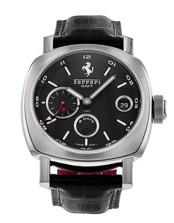 Panerai,Ferrari 45mm,45mm,Stainless Steel,Black,Handwound,Day,Power Reserve Indicator,Dule Time,FER00012