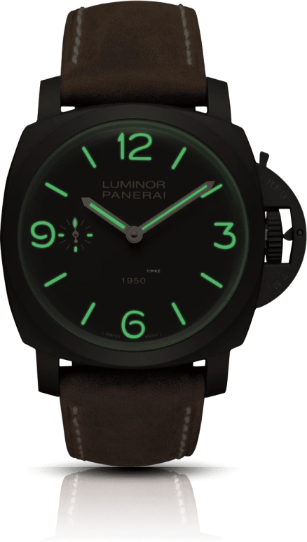 Panerai,Luminor 1950 47mm,47mm,Composite,Brown,Handwound,72hours,In-house Caliber,PAM00375