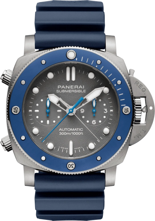 Panerai,Submersible 47mm,47mm,Titanium,Ceramic,Grey,Automatic,Chronograph,Date,Flyback,Column Wheel,72hours,In-house Caliber,PAM00982