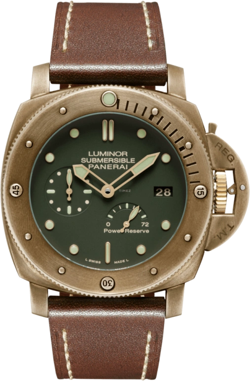 Panerai,Submersible 47mm,47mm,Titanium,Bronze,Green,Automatic,Day,Power Reserve Indicator,PAM00507