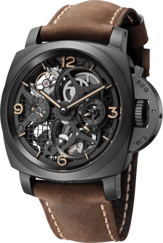 Panerai,Luminor 1950 48mm,48mm,Titanium,Ceramic,Skeleton,Handwound,Day,Power Reserve Indicator,Tourbillon Escapement,PAM00528