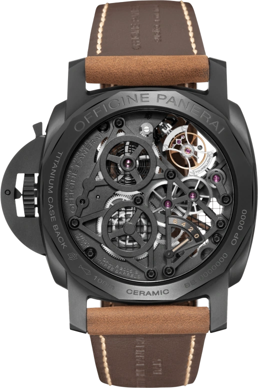 Panerai,Luminor 1950 48mm,48mm,Titanium,Ceramic,Skeleton,Handwound,Day,Power Reserve Indicator,Tourbillon Escapement,PAM00528