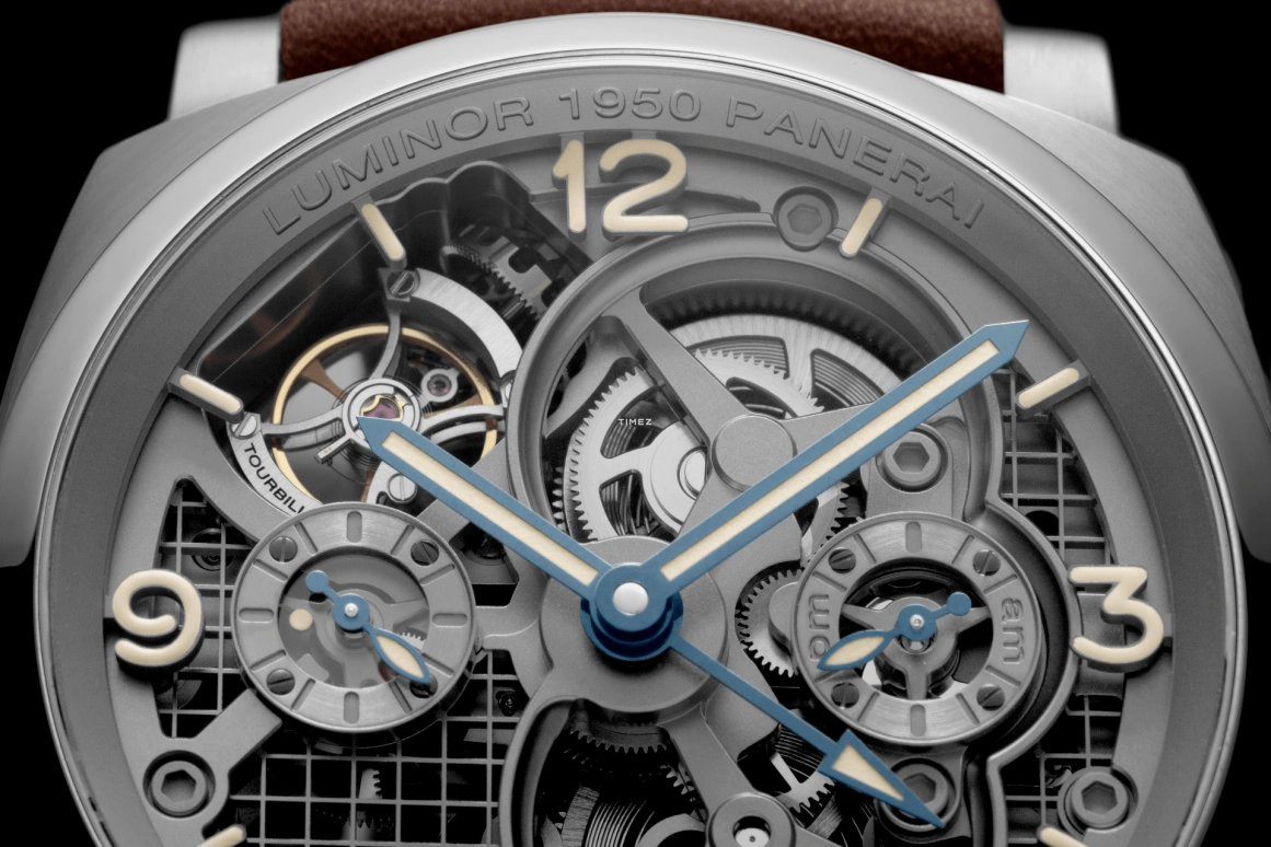 Panerai,Luminor 1950 48mm,48mm,Titanium,Skeleton,Handwound,Power Reserve Indicator,Dule Time,Tourbillon,PAM00578