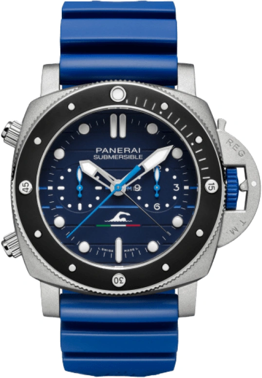 Panerai,Submersible 47mm,47mm,Titanium,Ceramic,Blue,Automatic,Chronograph,Flyback,Rattrapante,PAM01163