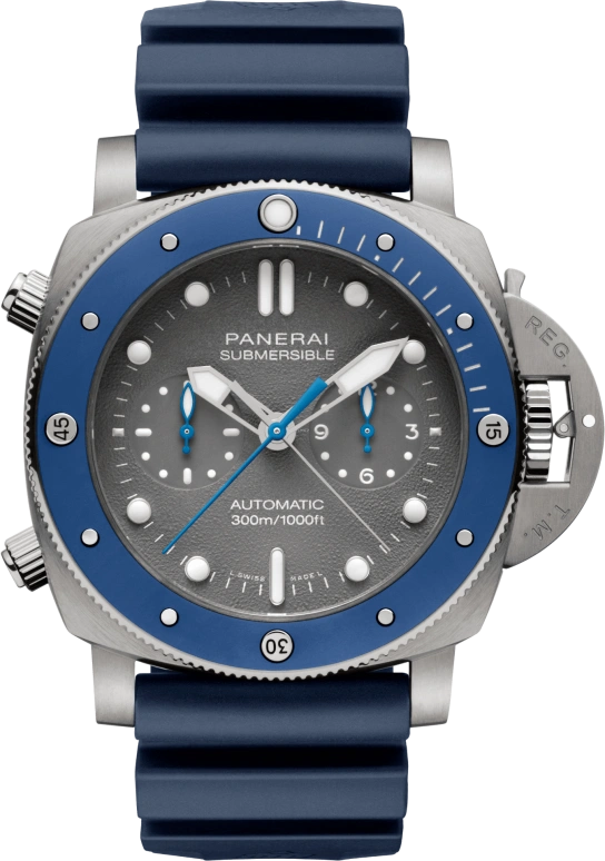 Panerai,Submersible 47mm,47mm,Titanium,Ceramic,Grey,Automatic,Chronograph,Date,Flyback,Column Wheel,72hours,In-house Caliber,PAM00982