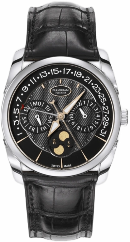 Parmigiani Fleurier,Tonda 40mm,40mm,White Gold,Black,Automatic,Moonphase,Annual Calendar,Month,Date,50hours,In-house Caliber,PFC272,PFC272-1200200-HA1441