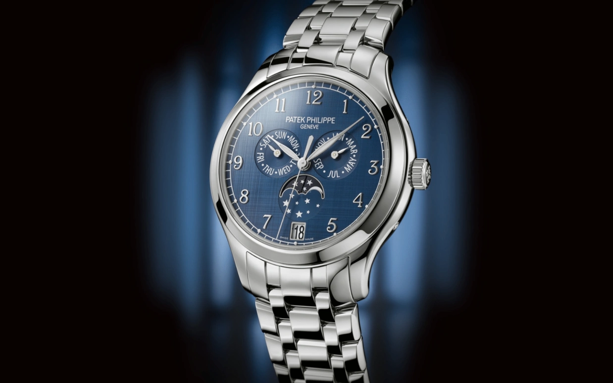 Patek Philippe,Complications 38mm,38mm,Stainless Steel,Blue,Automatic,Moonphase,Annual Calendar,Month,Date,45hours,In-house Caliber,4947,4947/1A-001