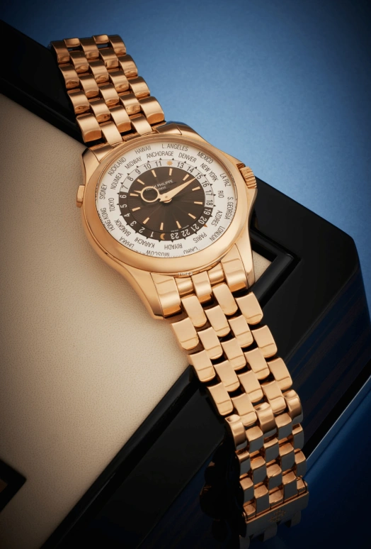 百达翡丽,复杂功能时计 39.50毫米,39.50毫米,玫瑰金,银白色,棕色,自动上弦,世界时,昼夜显示,5130,5130/1R-001