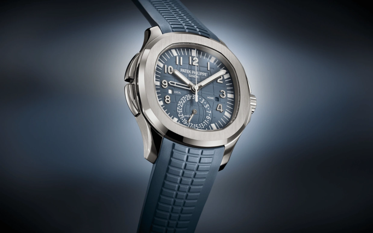 Patek Philippe,Aquanaut 40.80mm,40.80mm,White Gold,Blue,Grey,Automatic,Day,Dule Time,5164G,5164G-001