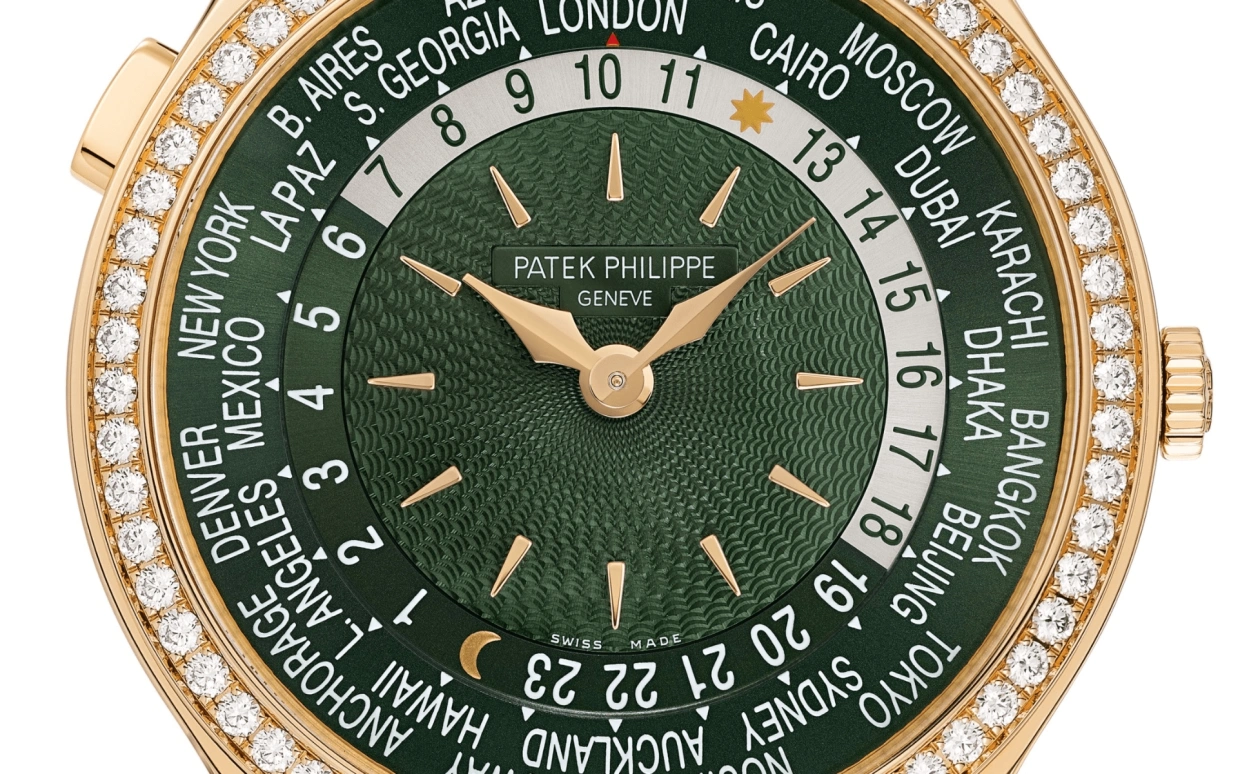 Patek Philippe,Complications 36mm,36mm,Rose Gold,Green,Automatic,Moonphase,Day,World Time,7130R,7130R-014