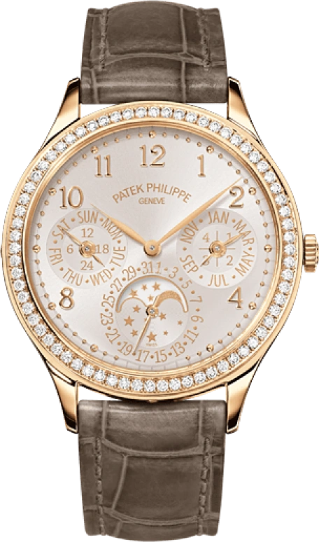 Patek Philippe,Grand Complications 35.10mm,35.10mm,Rose Gold,White,Automatic,Moonphase,Perpetual Calendar,Leap Year,Month,48hours,In-house Caliber,7140R,7140R-001