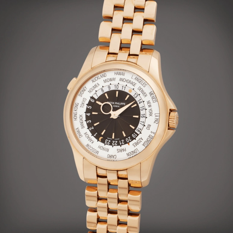 百达翡丽,复杂功能时计 39.50毫米,39.50毫米,玫瑰金,银白色,棕色,自动上弦,世界时,昼夜显示,5130,5130/1R-001