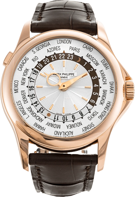 百达翡丽,复杂功能时计 39.50毫米,39.50毫米,玫瑰金,银白色,自动上弦,世界时,48小时,5130R