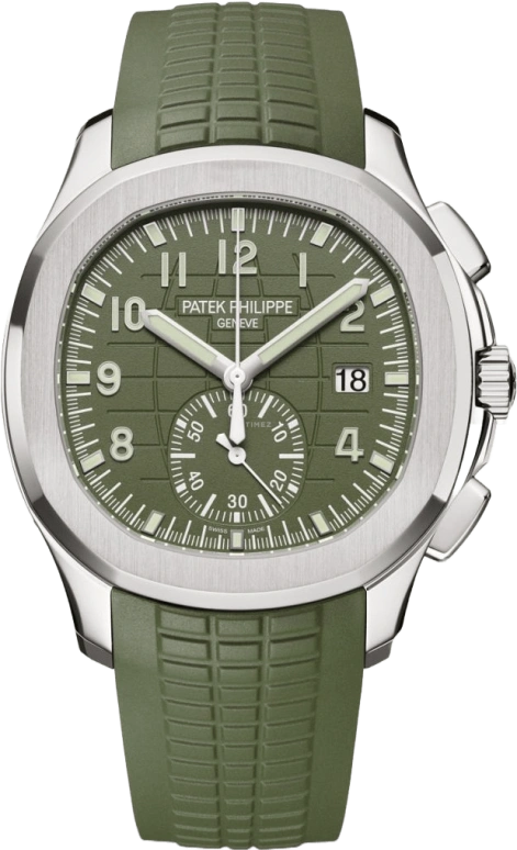 Patek Philippe,Aquanaut 42.20mm,42.20mm,White Gold,Green,Automatic,Chronograph,Day,James Harden,5968G,5968G-010