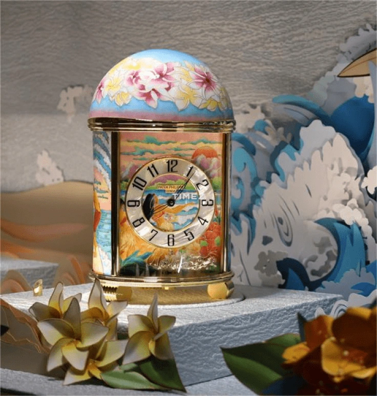 百达翡丽,圆顶时钟 ,白色,蓝色,多色,机电式,自制机芯,多彩,蓝色,橘色,粉色,珐琅,20164M,20164M-001