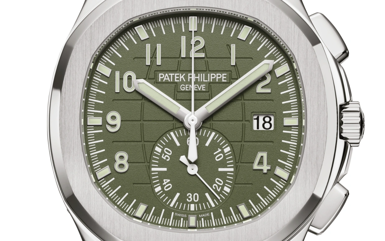 Patek Philippe,Aquanaut 42.20mm,42.20mm,White Gold,Green,Automatic,Chronograph,Day,James Harden,5968G,5968G-010