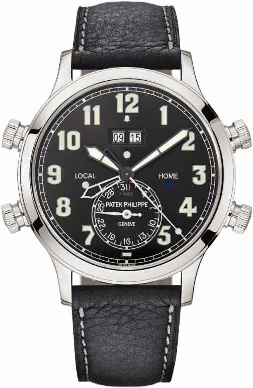 Patek Philippe,Complications 42.20mm,42.20mm,Platinum,Black,Automatic,Day,Dule Time,Alarm,5520P,5520P-001