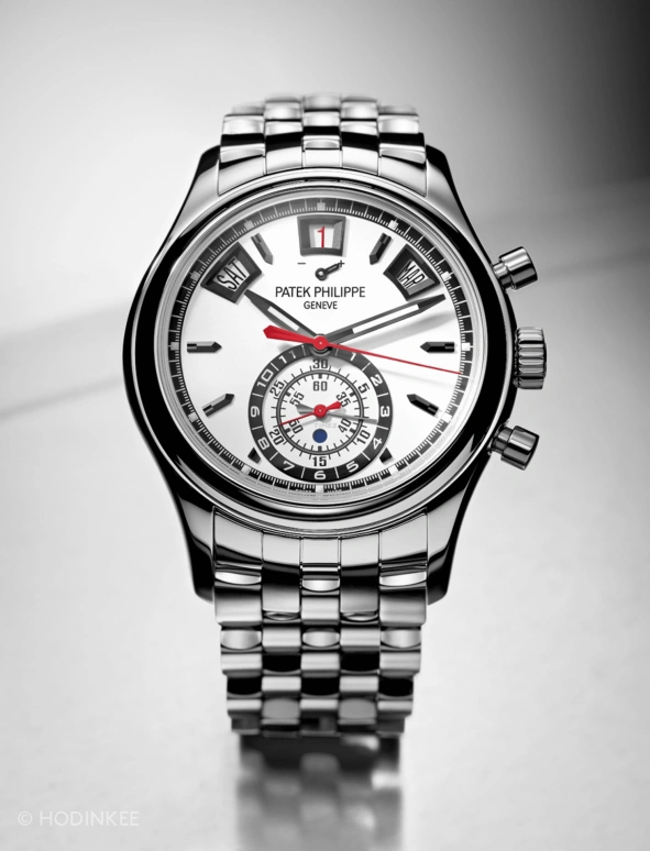 百达翡丽,复杂功能时计 40.50毫米,40.50毫米,精钢,白色,自动上弦,计时,年历,月历,星期历,45～55小时,自制机芯,5960,5960/1A-001