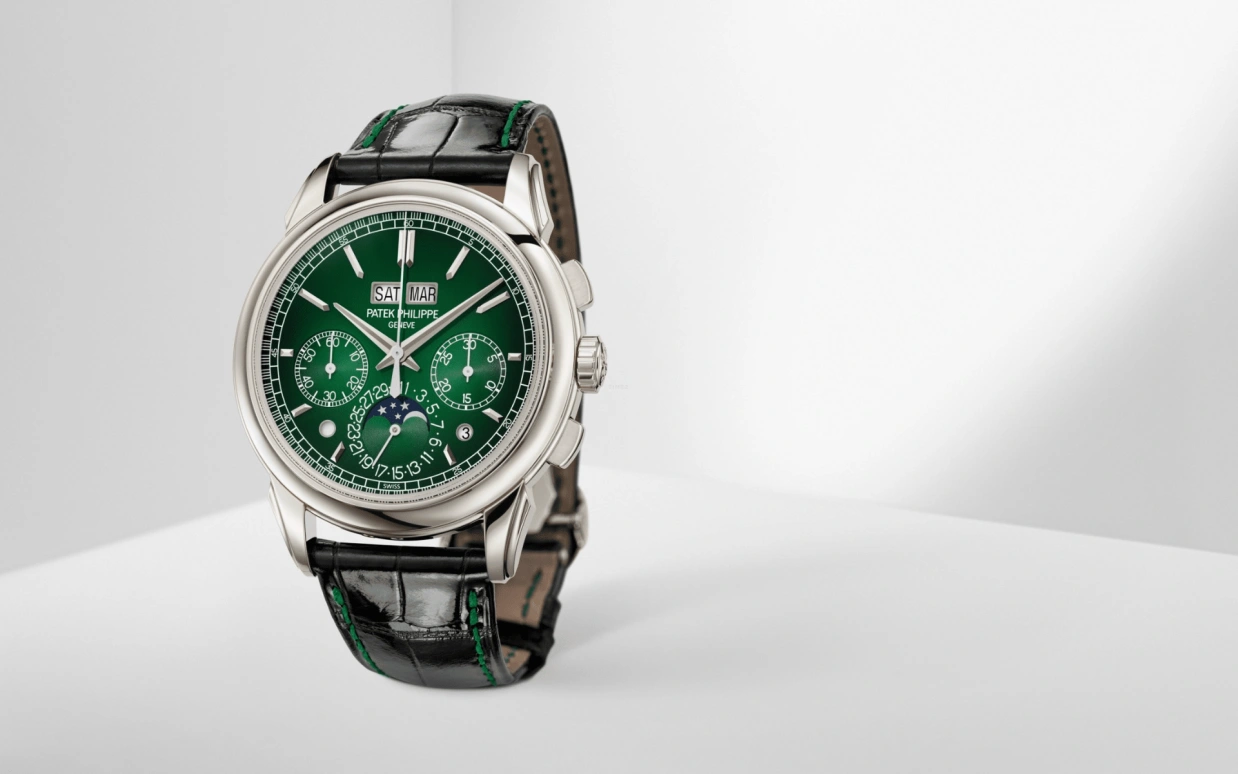 Patek Philippe,Grand Complications 41mm,41mm,Platinum,Green,Handwound,Chronograph,Moonphase,Perpetual Calendar,Leap Year,65hours,In-house Caliber,Antonio Rüdiger,Lionel Messi,Jayson Tatum,Leo Messi,Taco Jay,GOAT,5270P,5270P-014