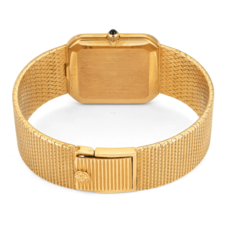 Patek Philippe,Other 27mm,27mm,Yellow Gold,Black,Silver White,Handwound,Sapphire,Rectangular,3859,3859/1J