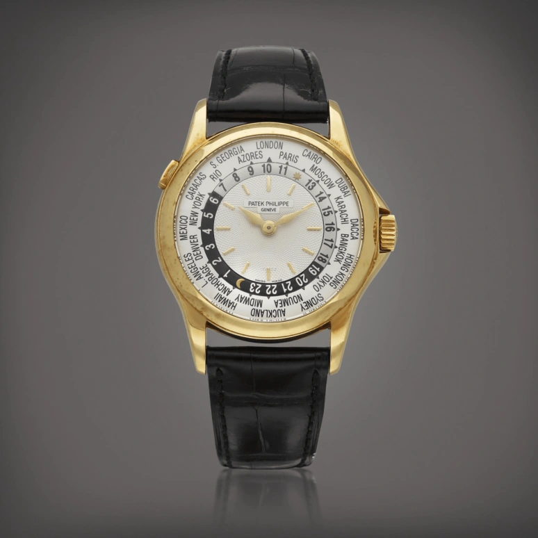 百达翡丽,复杂功能时计 37毫米,37毫米,黄金,银白色,自动上弦,世界时,昼夜显示,5110J,5110J-001