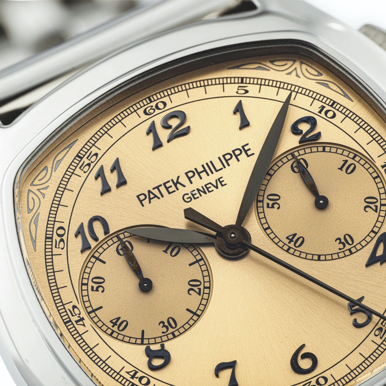 百达翡丽,超级复杂功能时计 37x44.60毫米,37x44.60毫米,精钢,玫瑰金色,手动上弦,计时,双秒追针,5950,5950/1A-011