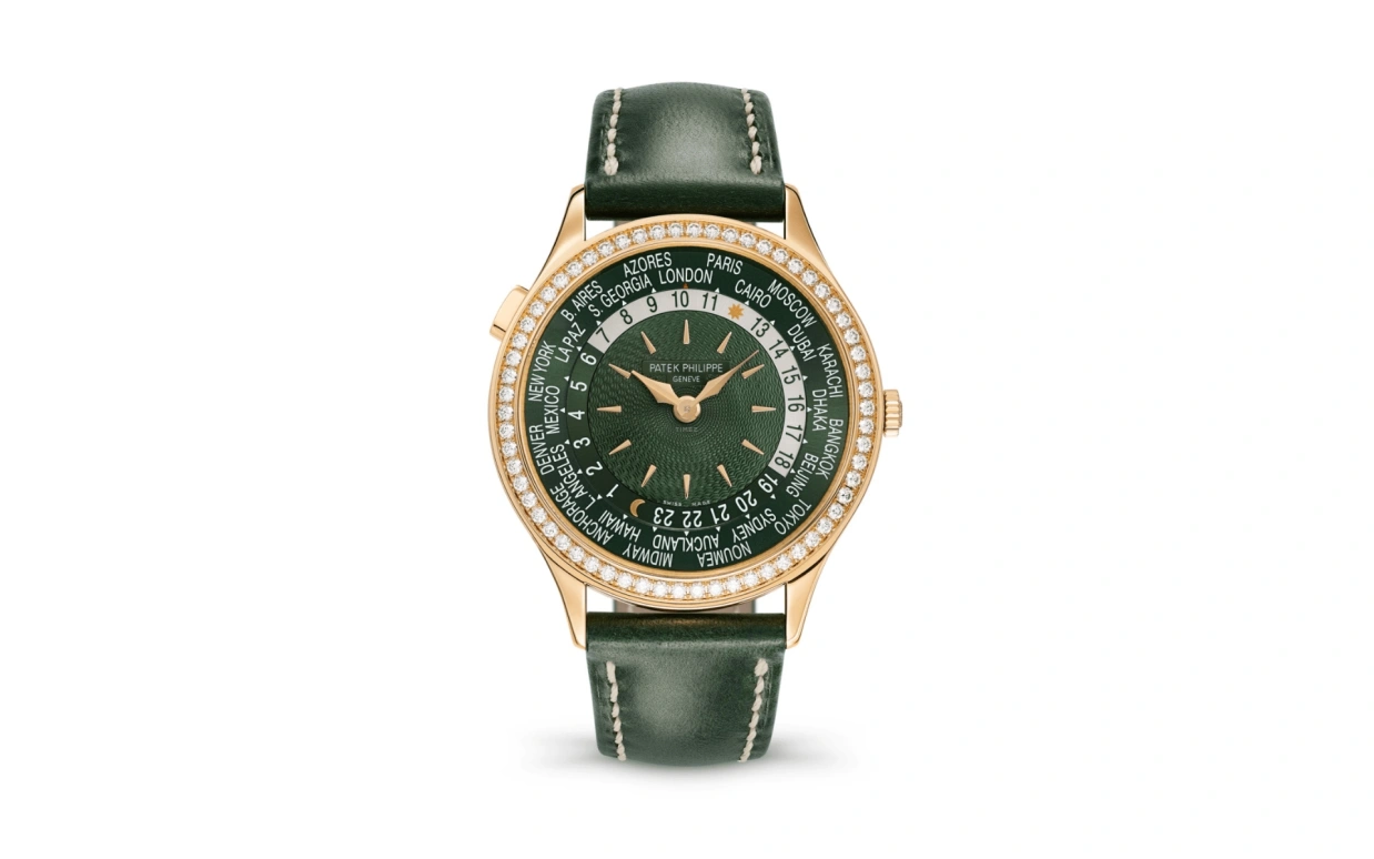 Patek Philippe,Complications 36mm,36mm,Rose Gold,Green,Automatic,Moonphase,Day,World Time,7130R,7130R-014