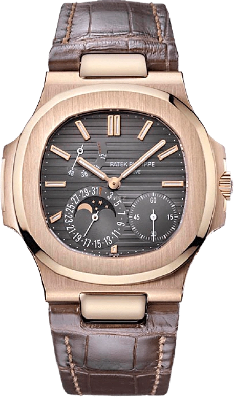 Patek Philippe,Nautilus 40mm,40mm,Rose Gold,Brown,Automatic,Moonphase,Day,Power Reserve Indicator,5712R,5712R-001