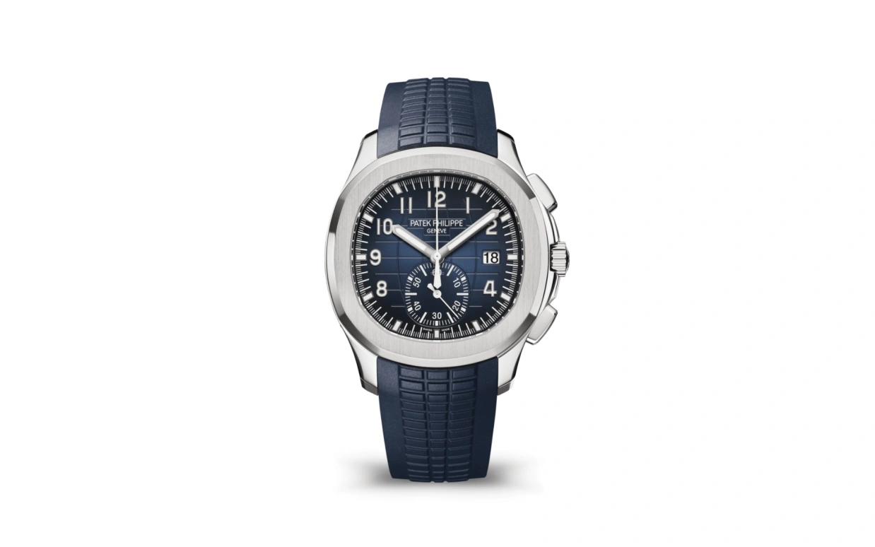 Patek Philippe,Aquanaut 42.20mm,42.20mm,White Gold,Blue,Automatic,Chronograph,Day,Max Verstappen,5968G,5968G-001