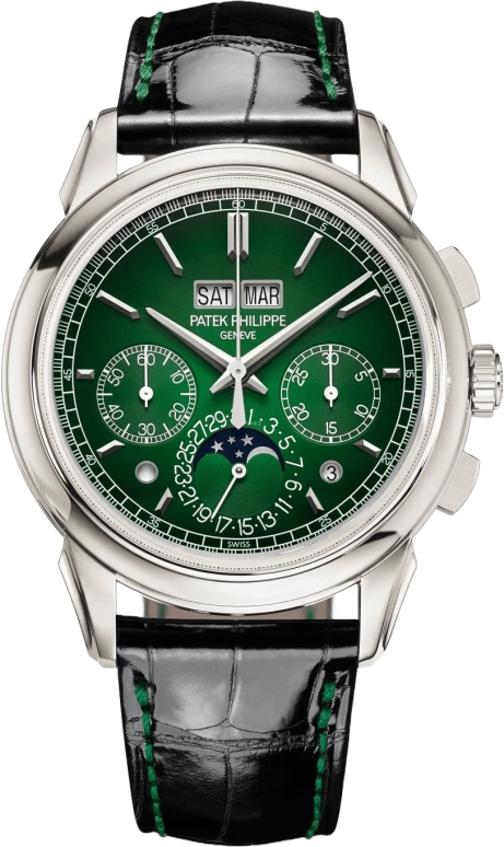 Patek Philippe,Grand Complications 41mm,41mm,Platinum,Green,Handwound,Chronograph,Moonphase,Perpetual Calendar,Leap Year,65hours,In-house Caliber,Antonio Rüdiger,Lionel Messi,Jayson Tatum,Leo Messi,Taco Jay,GOAT,5270P,5270P-014