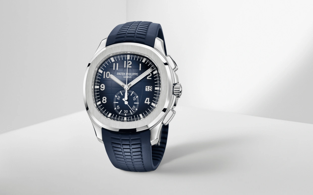 Patek Philippe,Aquanaut 42.20mm,42.20mm,White Gold,Blue,Automatic,Chronograph,Day,Max Verstappen,5968G,5968G-001