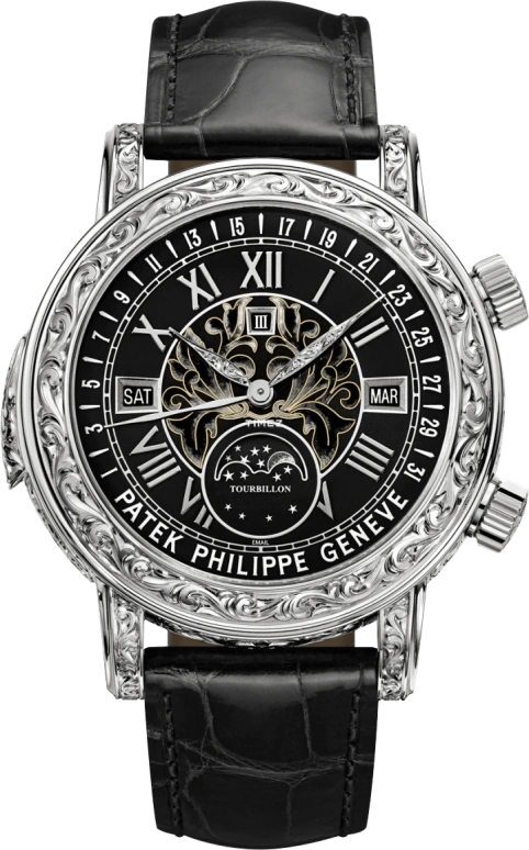 Patek Philippe,Grand Complications 44mm,44mm,White Gold,Black,Handwound,Moonphase,Perpetual Calendar,Leap Year,Date,48hours,In-house Caliber,6002G,6002G-010