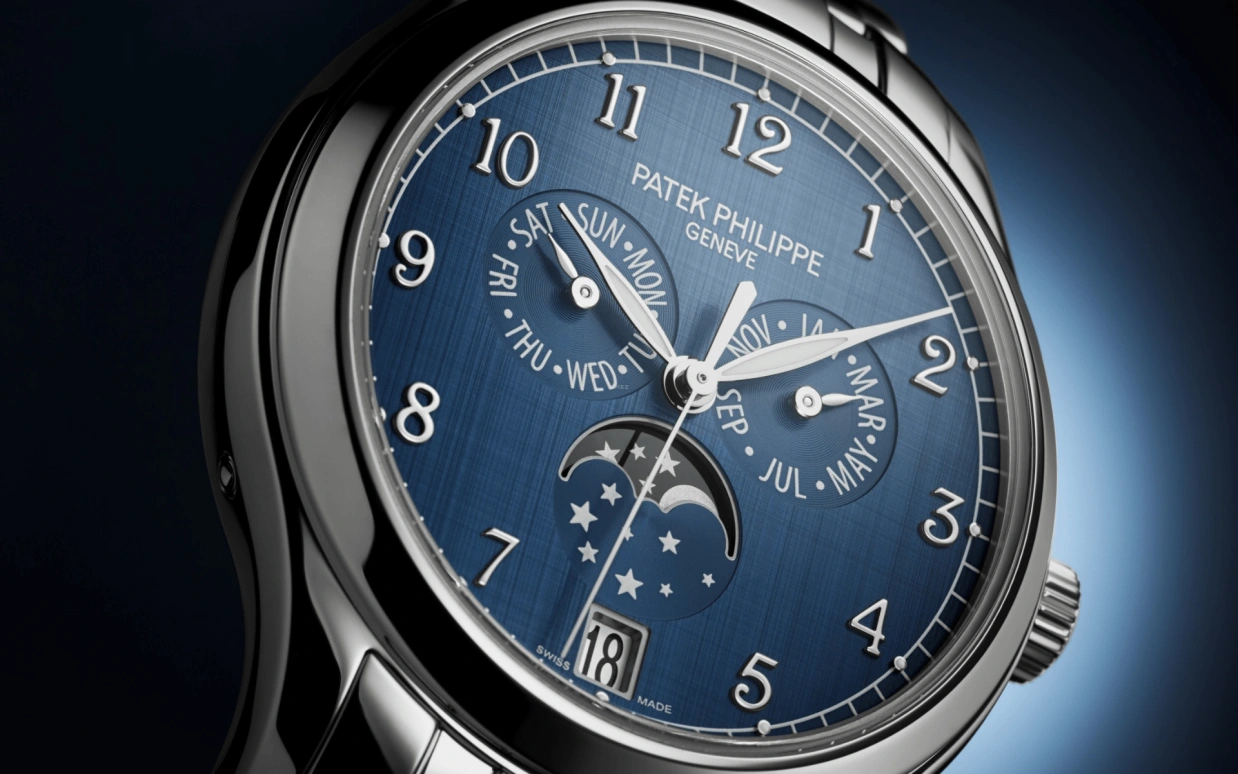 Patek Philippe,Complications 38mm,38mm,Stainless Steel,Blue,Automatic,Moonphase,Annual Calendar,Month,Date,45hours,In-house Caliber,4947,4947/1A-001