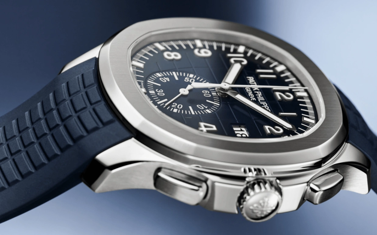 Patek Philippe,Aquanaut 42.20mm,42.20mm,White Gold,Blue,Automatic,Chronograph,Day,Max Verstappen,5968G,5968G-001