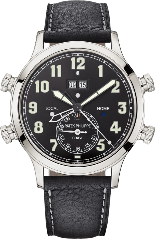 Patek Philippe,Complications 42.20mm,42.20mm,Platinum,Black,Automatic,Day,Dule Time,Alarm,5520P,5520P-001