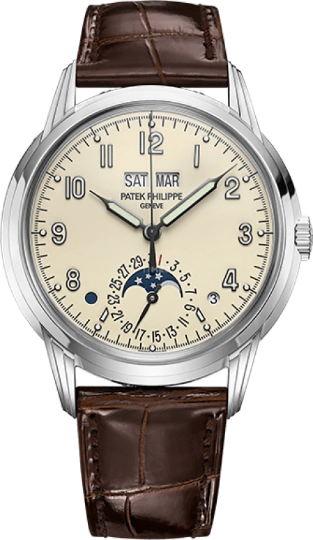 Patek Philippe,Grand Complications 40mm,40mm,White Gold,Beige,Automatic,Moonphase,Perpetual Calendar,Leap Year,Month,45hours,In-house Caliber,5320G,5320G-001