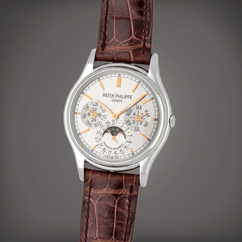 Patek Philippe,Complications 37.20mm,37.20mm,Platinum,Silver,Automatic,Moonphase,Perpetual Calendar,Annual Calendar,Month,48hours,In-house Caliber,5550P,5550P-001