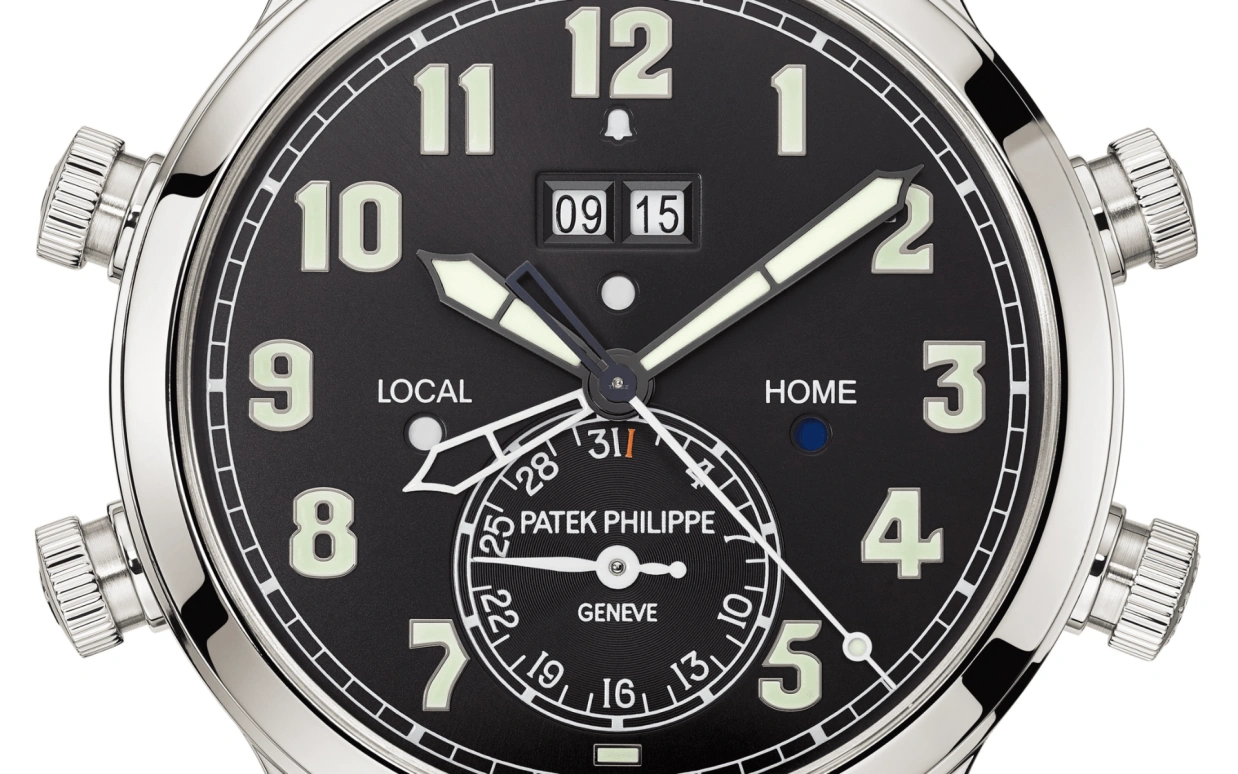 Patek Philippe,Complications 42.20mm,42.20mm,Platinum,Black,Automatic,Day,Dule Time,Alarm,5520P,5520P-001