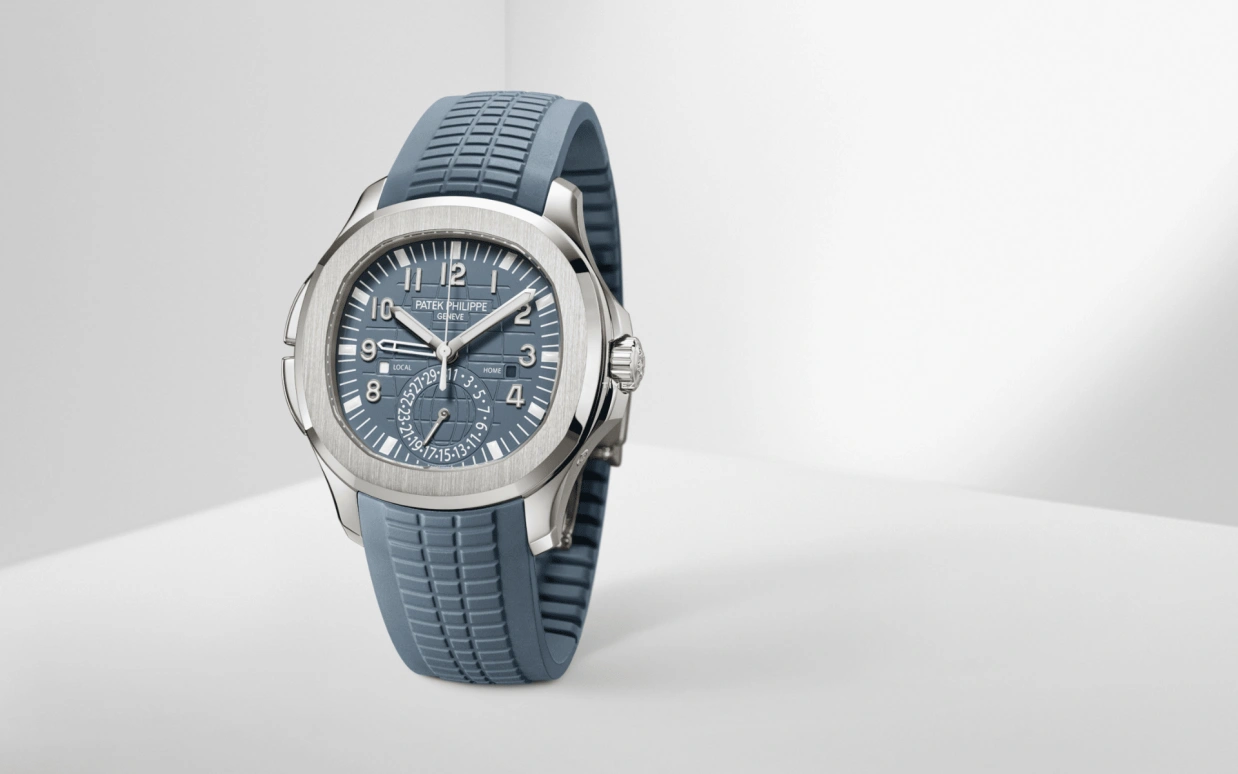 Patek Philippe,Aquanaut 40.80mm,40.80mm,White Gold,Blue,Grey,Automatic,Day,Dule Time,5164G,5164G-001