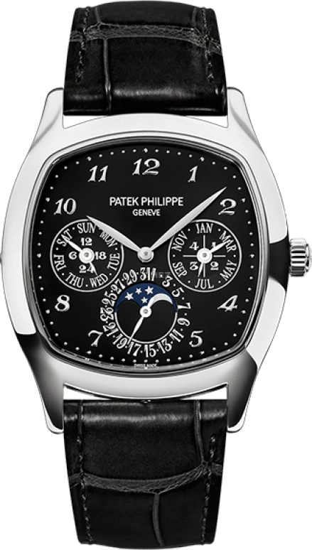 Patek Philippe,Grand Complications 37mm,37mm,White Gold,Black,Automatic,Moonphase,Perpetual Calendar,Leap Year,Month,48hours,In-house Caliber,5940G,5940G-010