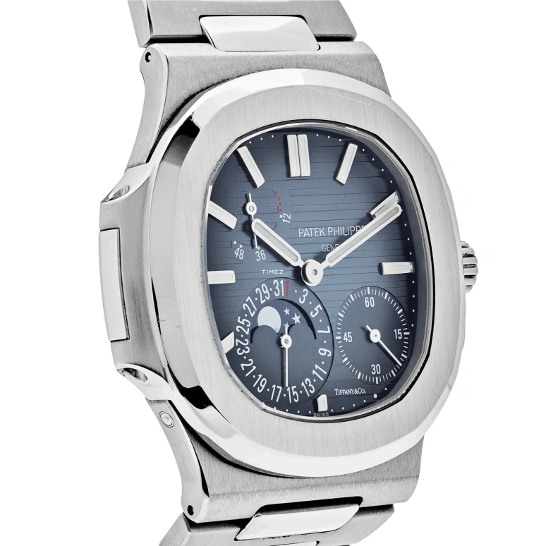 Patek Philippe,Nautilus 40mm,40mm,Stainless Steel,Blue,Automatic,Moonphase,Day,Power Reserve Indicator,5712,5712/1A-001-TiffanyCo