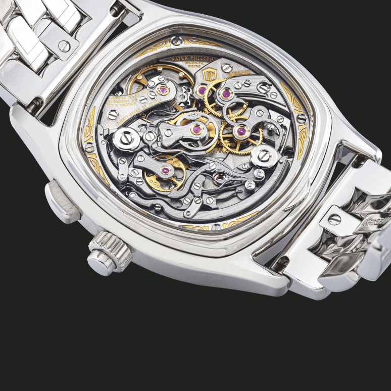 百达翡丽,超级复杂功能时计 37x44.60毫米,37x44.60毫米,精钢,玫瑰金色,手动上弦,计时,双秒追针,5950,5950/1A-011