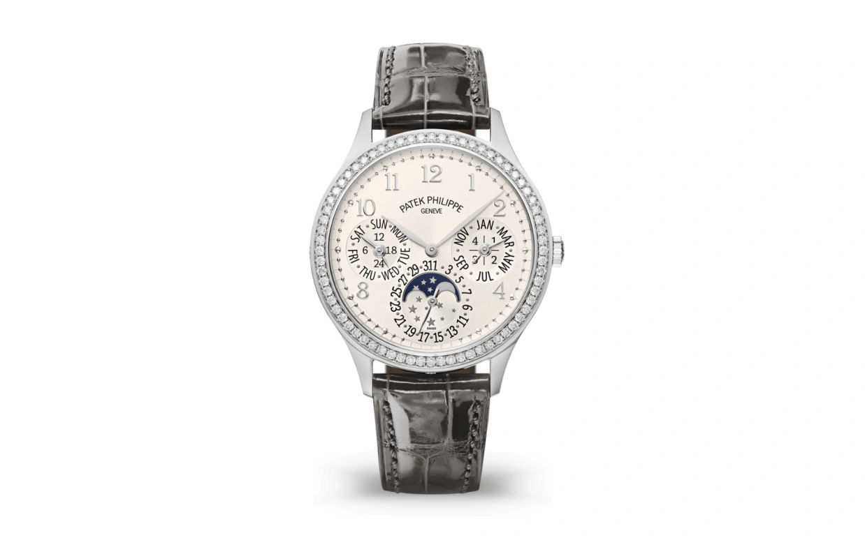 Patek Philippe,Grand Complications 35.10mm,35.10mm,White Gold,Silver,Automatic,Moonphase,Perpetual Calendar,Leap Year,Month,48hours,In-house Caliber,7140G,7140G-001