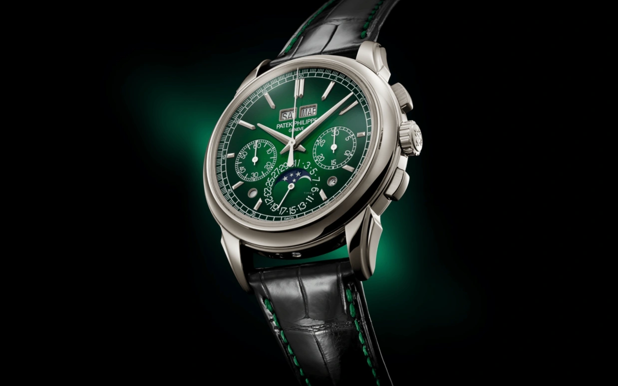 Patek Philippe,Grand Complications 41mm,41mm,Platinum,Green,Handwound,Chronograph,Moonphase,Perpetual Calendar,Leap Year,65hours,In-house Caliber,Antonio Rüdiger,Lionel Messi,Jayson Tatum,Leo Messi,Taco Jay,GOAT,5270P,5270P-014