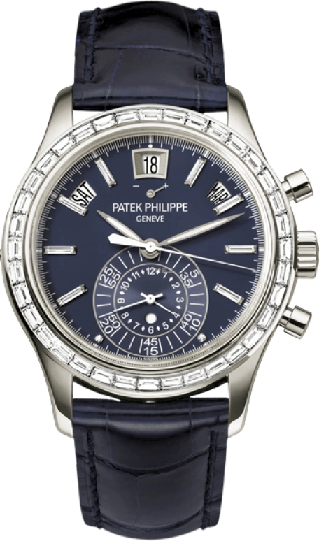 Patek Philippe,Complications 40.50mm,40.50mm,Platinum,Blue,Automatic,Chronograph,Annual Calendar,Month,Date,55hours,In-house Caliber,Antonio Rüdiger,5961P,5961P-001