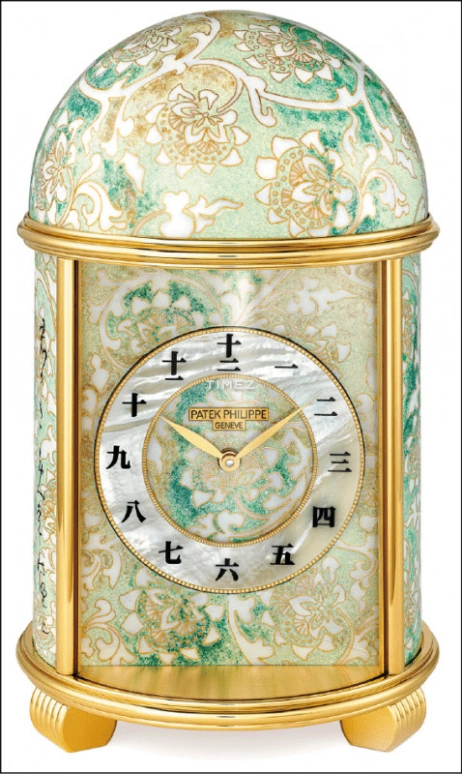 百达翡丽,圆顶时钟 ,绿色,多色,机电式,自制机芯,绿色,多彩,珐琅,20140M,20140M-001