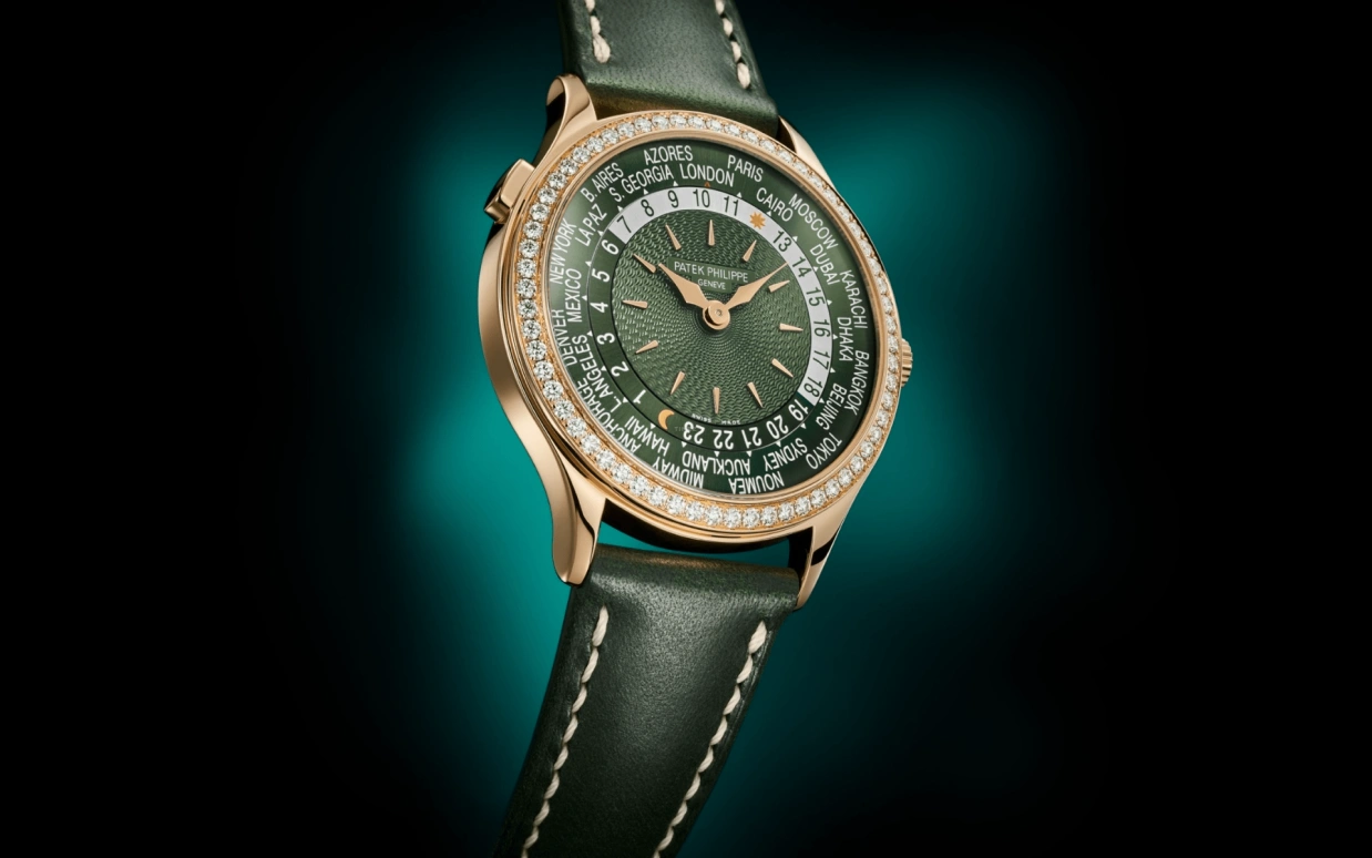 Patek Philippe,Complications 36mm,36mm,Rose Gold,Green,Automatic,Moonphase,Day,World Time,7130R,7130R-014