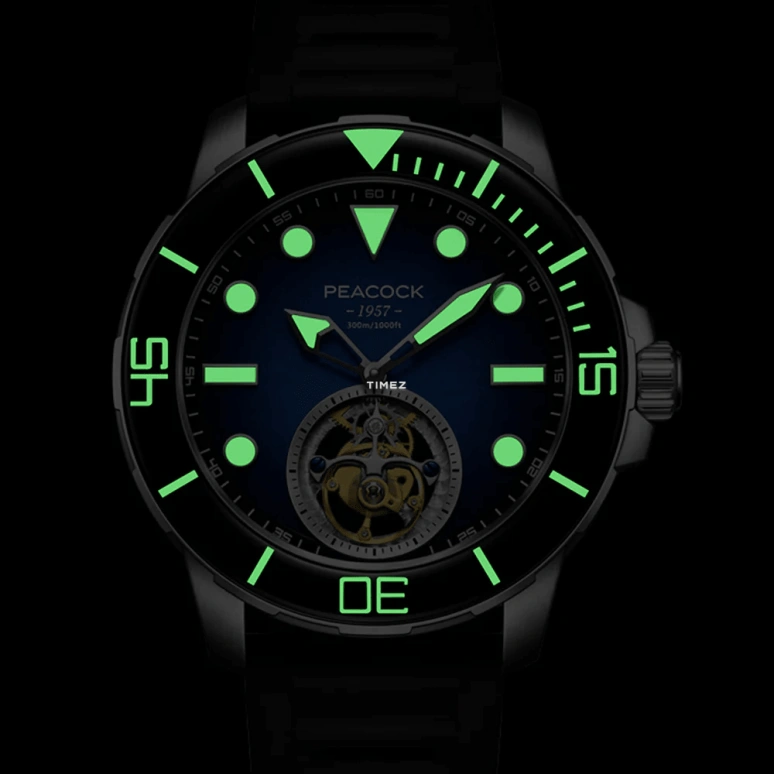 Peacock,Ocean Wing 44.50mm,44.50mm,aerospace steel,Blue,Handwound,Tourbillon,48hours,PFG0201,PFG0201.01