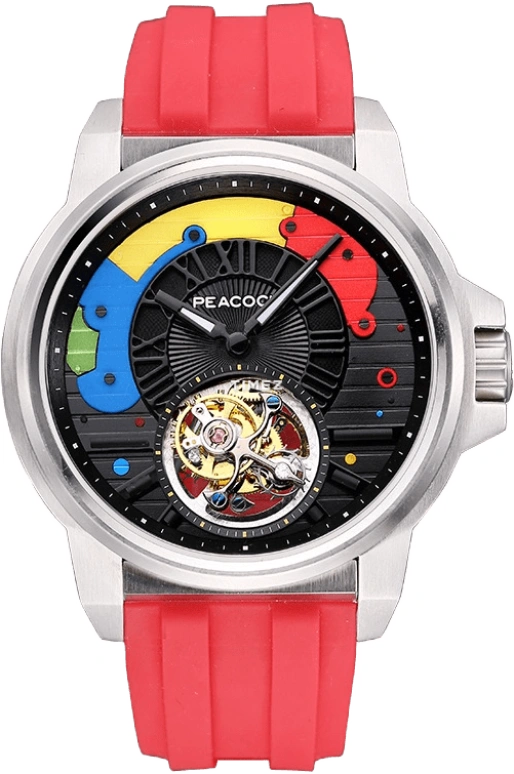 Peacock,Other 45mm,45mm,Stainless Steel,Black,Handwound,Tourbillon,Sapphire,Crystal Glass,P506,P506-1-02